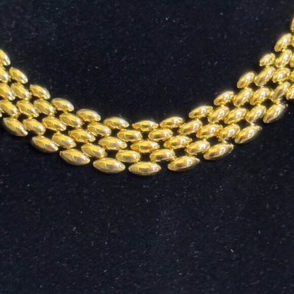 Gold-Tone Oval Link Statement Necklace Secure Clasp 18" Women - Picture 5 of 8